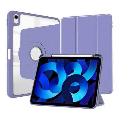 China 10th inch 2022 iPad GEN 10.9 10th inch 2022 iPad GEN 10.9 Clear Acrylic Shockproof Back Cover 360 Degree Rotating Stand Case with Pencil Holder for sale