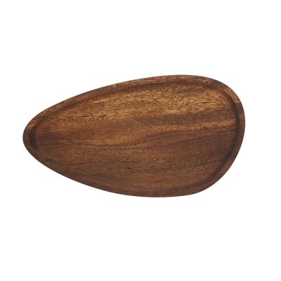 China OEM ODM Sustainable Natural Acacia Wood Dish Food Serving Wooden Dinner Plate Reusable Dried Fruit Snacks Lunch Dish Bowl Dish for sale