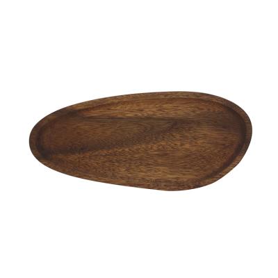 China Wholesale Acacia Wooden Dish Tray Cobble Shape Acacia Wooden Dish Oil Viable With Brown Color For Kitchen Serving Dish for sale