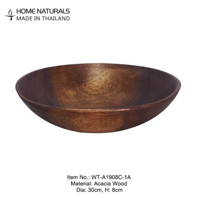 China Sustainable Customized Wooden Dish Bowl Acacia Wood Pulp Bowl Kitchen And Tableware for sale