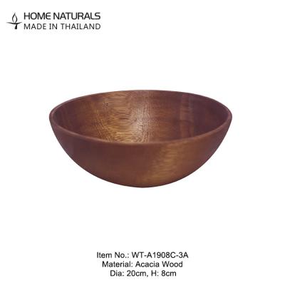 China 100% Sustainable Wholesale Acacia Wood Serving Bowl For Fruits Or Salads Dishes And Wooden Bowls Oil With Brown Color for sale