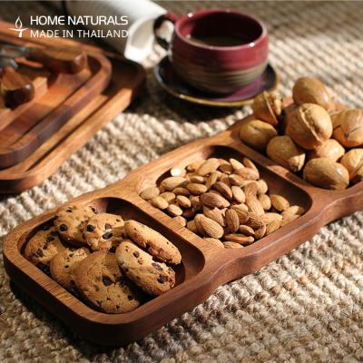 China Viable Kitchen Food Sauce Dishes Divided Tray Wooden Snacks Dish Tray Serving for Home Kitchen Dining for sale