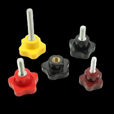 China Modern Plastic M5 M6 M8 M10 M12 Five-Petal Knurled Button Screw Black Head Clamping Button for sale