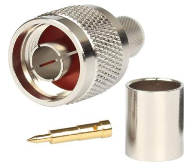 China Factory Price N 50 Ohm Male Brass Connectors Crimp RF Coaxial Connector For LMR400 for sale