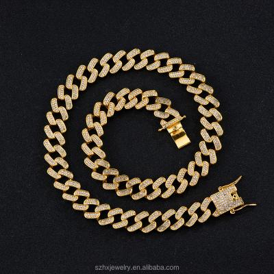 China Hiphop Iced Out Bling CZ Cuban Link Jewelry Necklace Chain Bracelet Never Fade Cuban Chain hiphop for sale