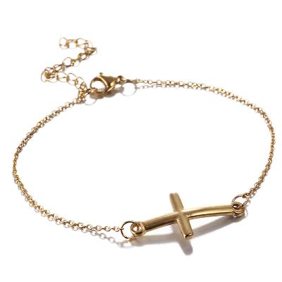 China Stainless Steel Religious Christian Women's Cross Bracelet pulseras de acero for sale