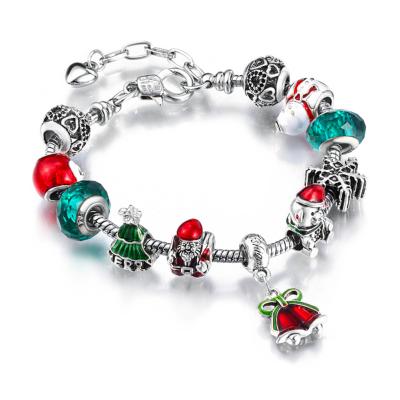 China DIY Style FASHIONABLE European Bracelets Alloy Christmas Santa Bells Alloy Big Bead Silver Plated Bracelet for sale