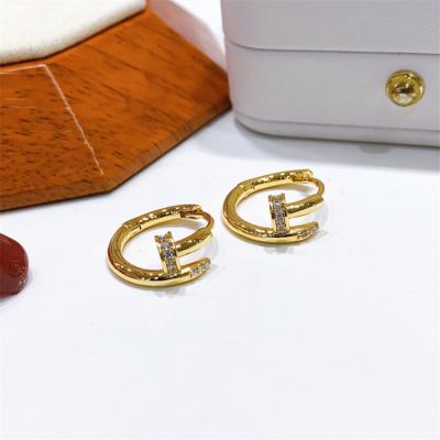 China Korea Diamond Stud Earring Trendy Gold Plated Women Hoop Earrings for sale