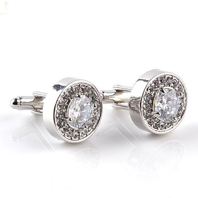 China ALLOY Fashion Cufflinks French Purple Multi White Rhinestone Round Mens Cufflinks for sale