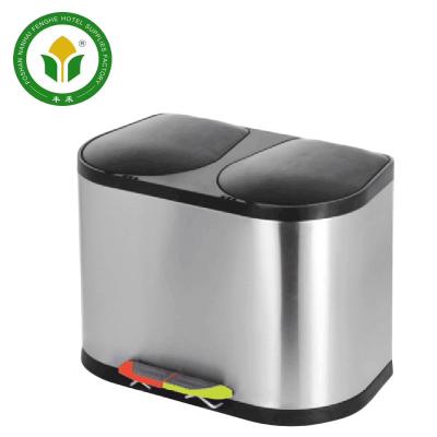 China Hotel Room Stainless Steel Foot Pedal Trash Bin Viable Garbage Bin for sale