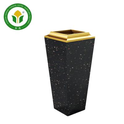 China Sustainable Luxury Black Square Marble Position Ashtray Garbage Trash Bin for sale