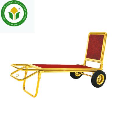 China Modern Equipment Two Wheels Hotel Lobby Luggage Trolley Golden Luggage Trolley Hand Truck for sale