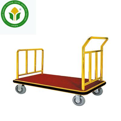 China Hotel Trolley Hotel Golden Four Wheels Lobby Luggage Trolley Luggage Trolley Hand Truck for sale