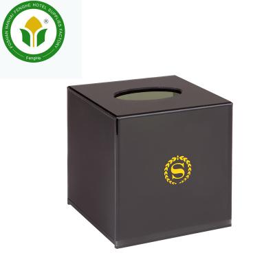 China Hotel Supply Factory Supply Black Acrylic Cube Acrylic Box Acrylic Tissue Box for sale