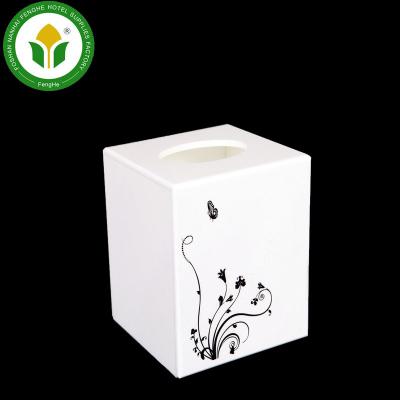 China Modern White Acrylic Hotel Accessories Acrylic Products Hotel Tissue Box for sale