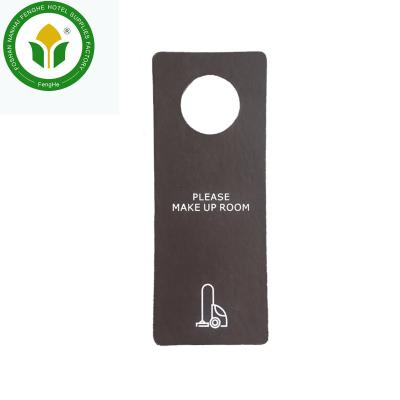 China Wood+leather Hotel Guest Room Door Hanger Leather Paper Do Not Touch Hanger Sign for sale