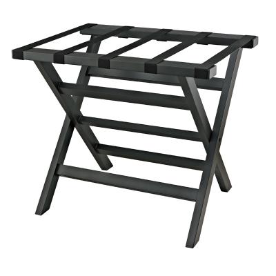 China Guest Room Modern Black Hotel Luggage Rack Solid Wood Folding Luggage Rack for sale