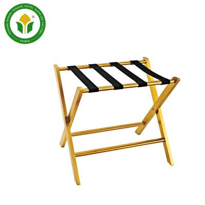 China Stainless Steel Luggage Rack Modern Gold Folding Luggage Rack For Hotel Guest Room for sale