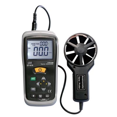 China CEM DT-619 Wind Vane Anemometer Price With Temperaureture Air Velocity Air Flow Works 150mm x 72mm x 35mm for sale