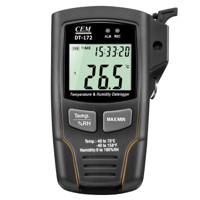 China CEM DT-172 Data Logger Temperature Humidity with Sound and Light Record 32000 Data Alarm for Warehouse/Building/Lab/Transportat DT-172 for sale