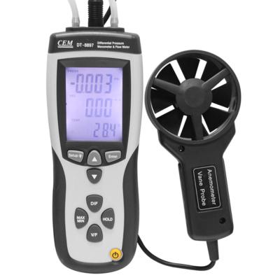 China CEM DT-8897 Multifunctional Oxygen Pressure Gauge Flow Meter USB Anemometer with Data Logger Function 210mm x 75mm x 50mm 280g for sale