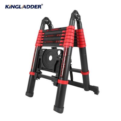 China Kingladder 3.2m-6.2m Aluminum Double Sides Telescopic Folding Ladders Universal Folding Ladders With Tool Tray for sale