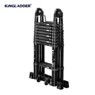 China Folding Ladders Kingladder KT60-28D 9+9 Steps Telescopic Aluminum Double Sides Universal Ladder Step for sale