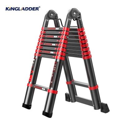 China Aluminum Universal Telescopic Folding Ladders Kingladder KT60-28D 9+9 Steps Folding Step Ladder for sale