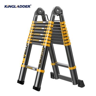 China Folding Ladders Kingladder KT60-28D 9+9 Steps Aluminum Universal Telescopic Ladder Home Use for sale