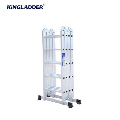 China Folding Ladders Kingladder KM405 4x5 Steps Small Ladder Aluminum Combination Hinge Extension Ladder for sale