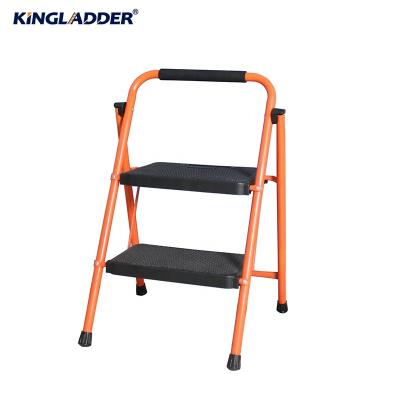 China Folding Ladders Kingladder KSP102T 2 Step Household Steel Ladder With Plastic Tool Tray for sale