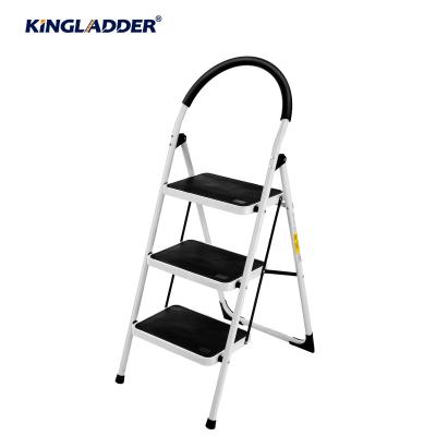 China Kingladder KHS103 Household 3 Steps Aluminum Step Ladder Steel Folding Ladders for sale