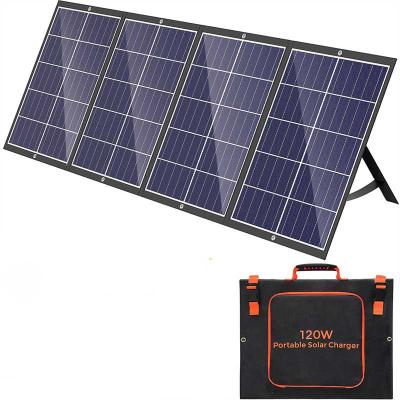 China Waterproof All Perc Portable Foldable Etfe 120w 158.75mmx158.75mm Black Flexible Folding Solar Panels for sale