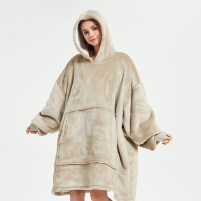 China Anti-Static Winter TV Comfy Hooded Blanket Sherpa Fleece Ultra Plush Cosy Oversized Hoodie Blanket Sweatshirt for sale