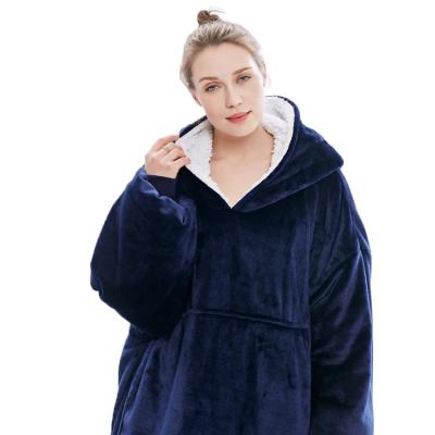 Κίνα Anti-Static Winter Warm Comfy Auldt Hooded Blanket Sweatshirt Oversized Wearable Sleeping Custom Navy Blanket Hoodie προς πώληση