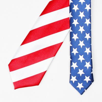 China New Customizable 100%Polyester American Flag Tie Fil-dyed 8CM Unisex Fashion Boutique Color Tie Tide Nightclub for sale