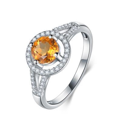 China Yellow Ring Not Easy To Fade Finger Women Crystal Round High Quality Wedding Fine Silver Rings Jewelry Wholesale CLASSIC 925 Jewelry for sale