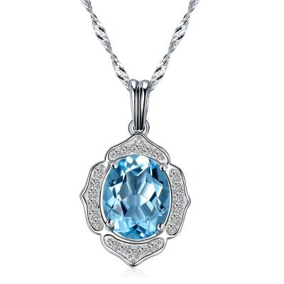 China CLASSIC Zirconia Moissanite Topaz Crystal Necklace For Women from Sterling Silver Pendant Gemstone Charms Customs Fine 925 Jewelry for sale