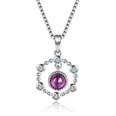 China CLASSIC Purple 4.5mm Garnet Women Necklace Charm Jewelry Sterling Silver Pendant Gemstone Zircon Vvs Moissanite Custom 925 for sale