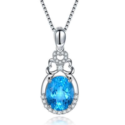 China CLASSIC 925 Sterling Silver Pendant Crystal Topaz Stone Moissanite Unisex Oval Cut Style Charms Women Jewelry Gift for sale