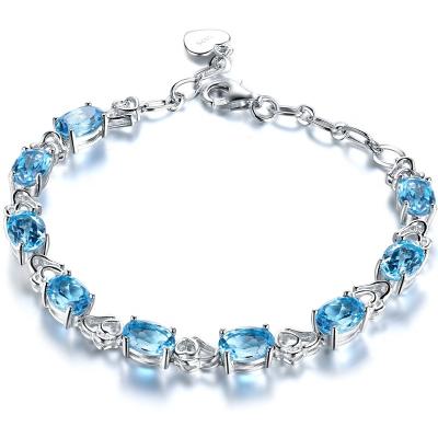 China Sterling Silver Gemstone Topaz Bracelet CLASSIC Fine Jewelry 925 / Zirconia High Quality Jewelry 5x7 Engrave Logo For Women for sale