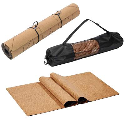 China Custom Eco-Friendly Yoga Mat Cork Set Strap Body Line Double Layer Logo Non Slip Yoga Mat Yoga Pilate Exercise for sale