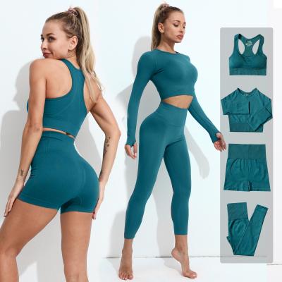 China 2/3/4PCS Women Yoga Set Workout Sportswear Anti-Static Seamless Gym Clothes Fitness Tops High Waist Legging Set for sale