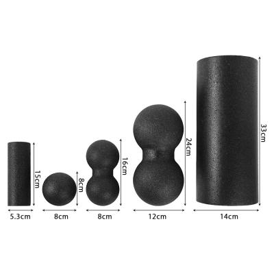 China PC 5pc Pilates Foam Roller Black Yoga Massage Foam Roller Fitness Ball Set Massage Muscle Release Exercises Equipment for sale