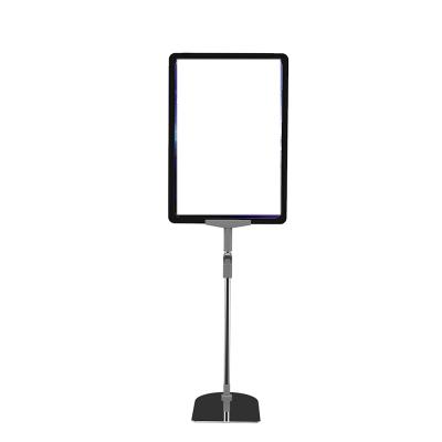 China Adjustable Pole Pop Frame Postster Advertising Rack Telescopic Adjustable Display Sign Holder for sale