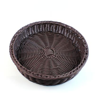 China Storage Tray Round Woven Wire Basket Fruit And Vegetable Display Rack Storage Display Rattan for sale