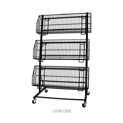 China Product Show Universal Rolling Service Display Stand 3 Tier Stell Storage Serving Cart for sale