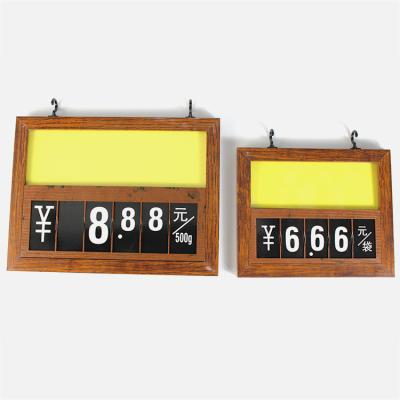 China Price sign display supermarket display wooden double hook rack plastic price tag sign board for sale