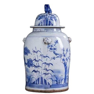 China Blue Ceramic Porcelain Hand Painted Hand Painted Antique Chinese Ginger and White Jars with Plum Blossom for sale