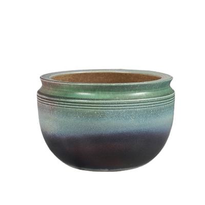 China Pottery minimalist green high temperature color indoor and outdoor decorative ceramic flower pot for sale